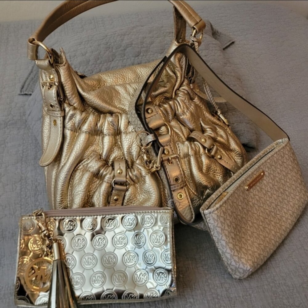 3 Michael Kors Bags...Handbag, Logo Embossed Clutch, Fannie Pack - 3 bags